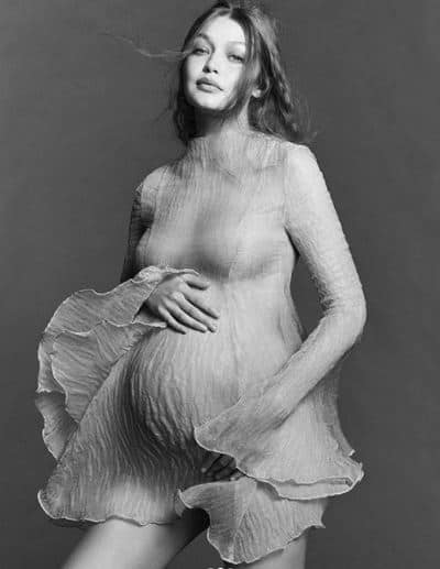 After remaining tight lipped for a long time, supermodel Gigi Hadid shared a series of pics flaunting her baby bump