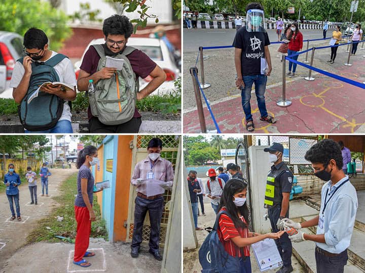 Despite the fear of Covid 19, students arrived in large numbers for Day 2 of JEE exams.
B.Tech/ B.E exams were held today. Take a look at the photos below.