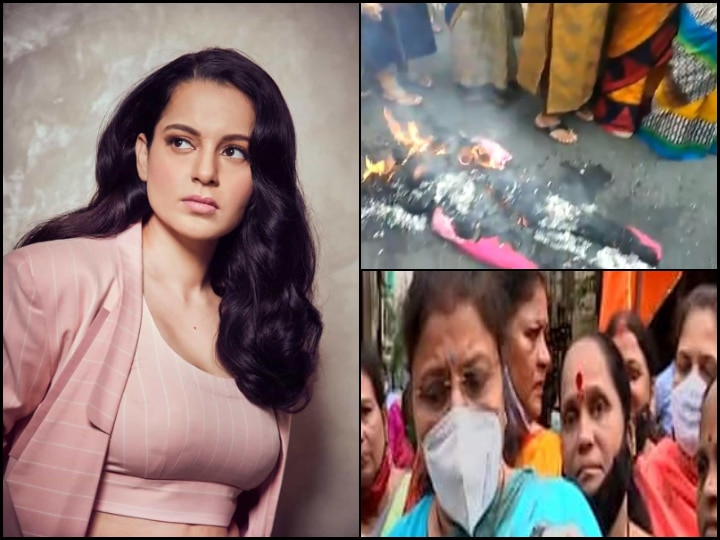 Shiv Sena Women Wing Stages Protest Against Kangana Ranaut After 'Why Is Mumbai Feeling Like Pok? Shiv Sena's Women Activists Stage Protest Against Kangana Ranaut, Burn Her Effigy; 'Panga' Actress REACTS!