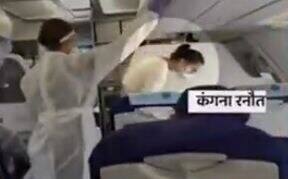 Kangana inside the flight