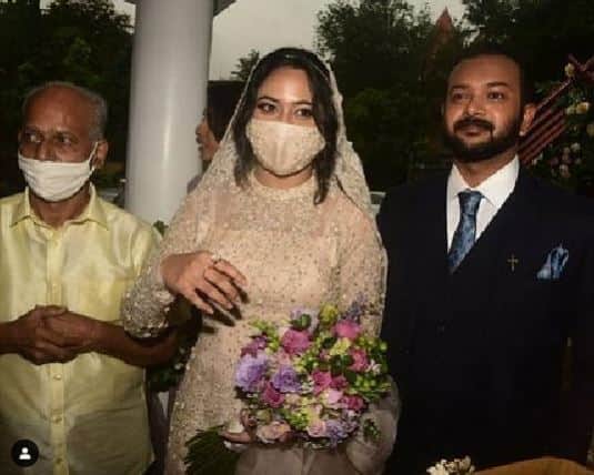 The function, conducted following Covid - 19 protocols, was attended only by close relatives and friends.