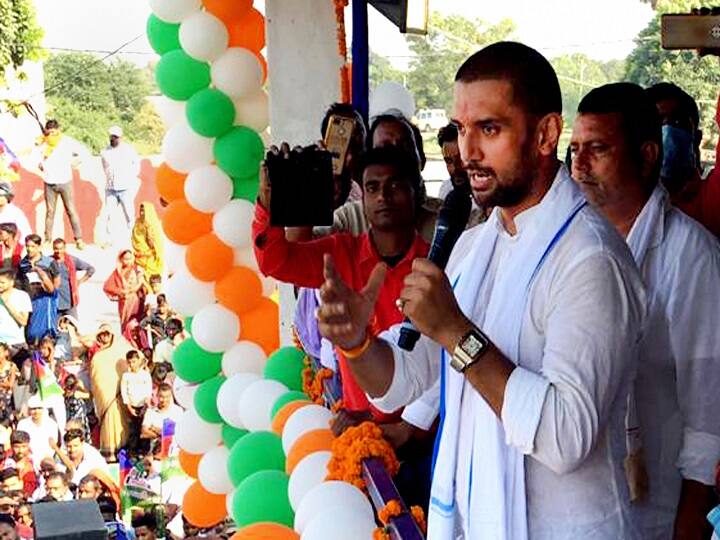 Khagaria: Lok Janshakti Party (LJP) President Chirag Paswan addresses during an elecition rally, ahead of Bihar Assmbly elections in Khagaria district. (Image: PTI)