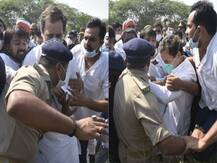 IN PICS: Rahul Gandhi Falls, Sustains Injuries After Being Roughed Up By Uttar Pradesh Cops On Way To Hathras