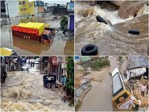 IN PICS: Mayhem In Hyderabad After Incessant Rainfall; Localities Submerged, Vehicles Washed Away