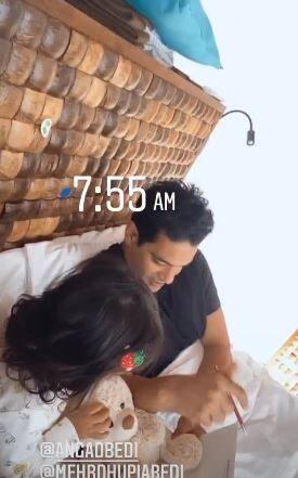 Earlier on Sunday morning, the actress also shared an adorable pic of hubby Angad and their daughter Meher