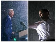 US Elections 2020: Joe Biden Continued His Address Despite Pouring Rain, Netizens Reminisce Obama's Rain Rally