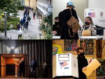 IN PICS | US Elections 2020: Voters Queue Up For Polls While America's Battle Against Covid-19 Crisis Continues