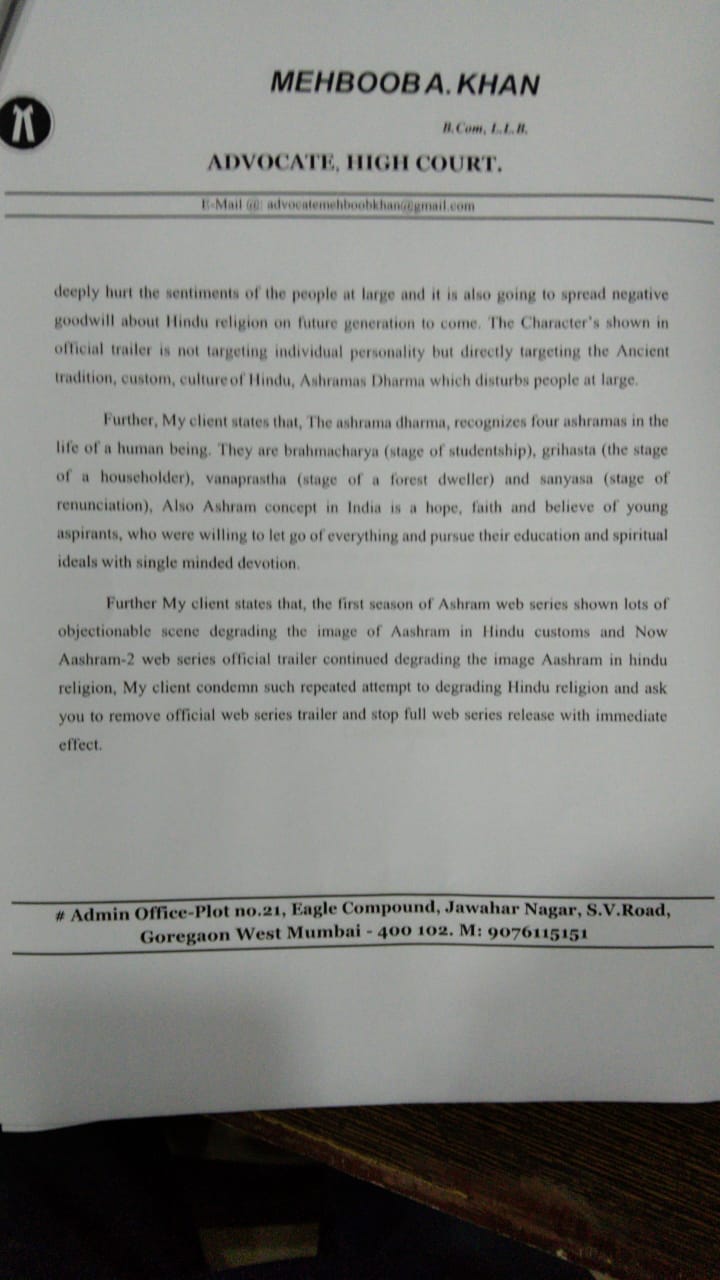 Aashram Chapter 2: Karni Sena Raises Objection Over Bobby Deol's Web Series, Sends Legal Notice To Prakash Jha