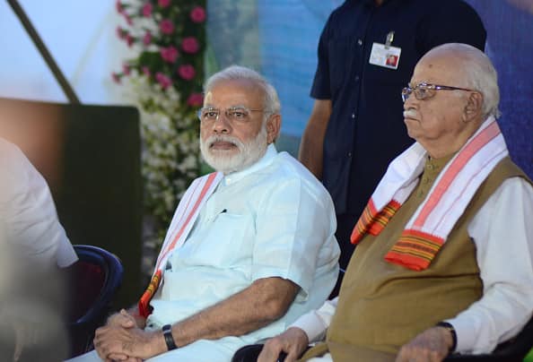 LK Advani's journey into the political wilderness coincided with the rise of Narendra Modi and Modi led the BJP to power in 2014, Advani took the backseat along with the other senior leaders of BJP, helping Modi and Amit Shah to evolve, guiding them on every path. (Photo by Ritesh Shukla/NurPhoto via Getty Images)