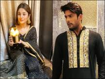 PICS: Bigg Boss 13's Shehnaaz Gill Wears Fan-Gifted Dress On Diwali; Sidharth Shukla Looks Dapper In Black