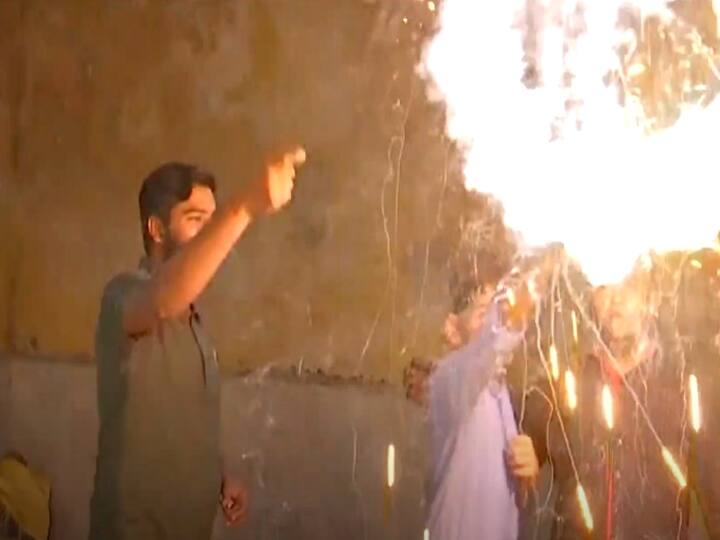 Karachi: People can be seen bursting crackers as they celebrate Diwali on November 14, 2020. (Photo: ANI)