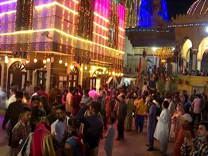 Karachi: A huge gathering of people seen celebrating the festive occasion of Diwali on November 14, 2020. (Photo: ANI)