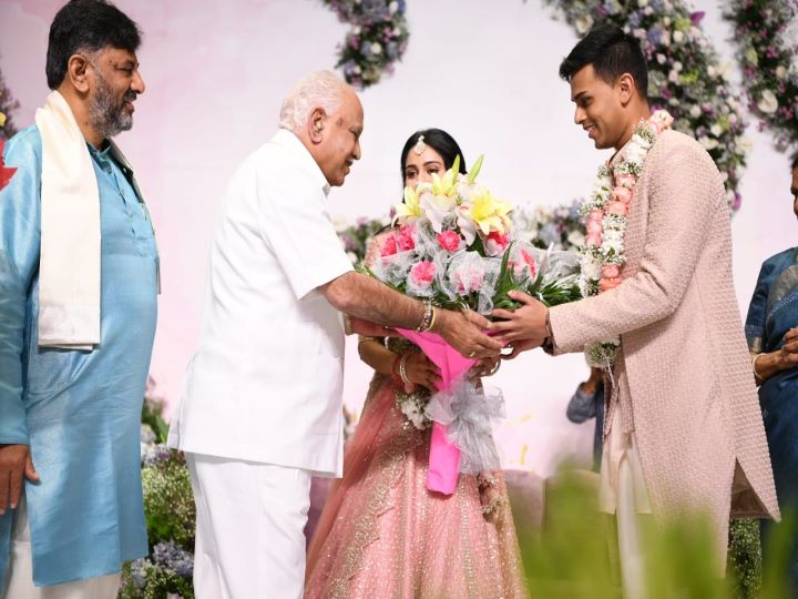 In Pics: Karnataka CM Yediyurappa Attends Ring Ceremony Of Political Rival Shivakumar's Daughter