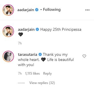 Tara Sutaria Birthday: Aadar Jain Wishes His 'Principessa' With Cute Post, Actress Says 'Life Is Beautiful With You