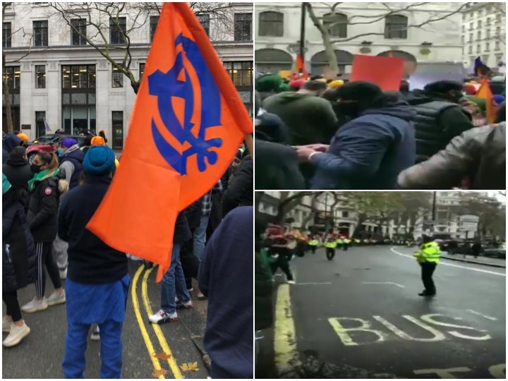 Farmers Protest Anti India Slogans Against Farm Laws London Police Protects Indian High Commission Farmers Protest In London Becomes Stage For Anti-India Separatists; Several Arrested