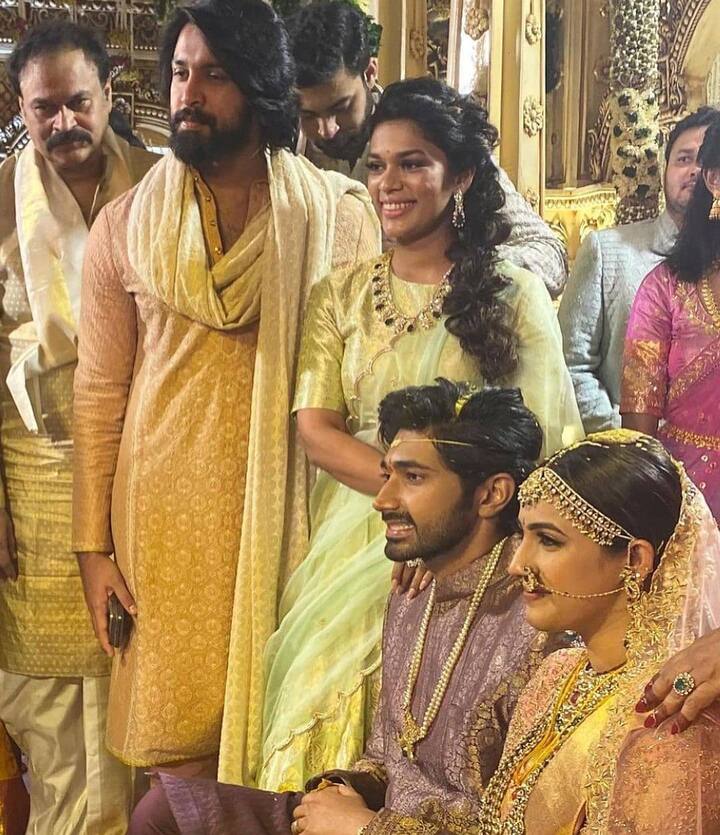 Niharika Konidela looked beautiful as ever in a yellow ethnic outfit. She completed her look with heavy jewelry and gajra.