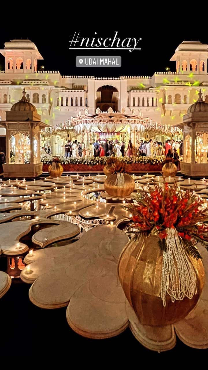 Niharika Konidela made her acting debut with the film 'Oka Manasu' in 2016. Check out a glimpse of the grand wedding venue!