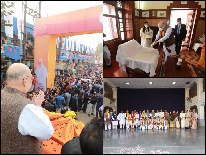 Amit Shah West Bengal Visit Day 2 Highlights BJP Leader Pays Tribute To Rabindranath Tagore Amit Shah In Bengal: BJP Strongman Pays Tribute To Rabindranath Tagore, Holds Mega Roadshow | Day-2 Highlights