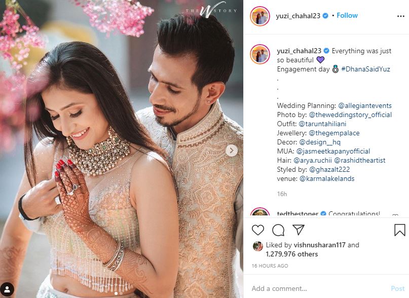 NewlyWed Yuzvendra Chahal Shares UNSEEN Photos With Dhanashree From His Engagement Day Flaunting Their Rings