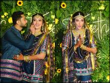 PICS: Gauahar Khan Looks Stunning In Sharara, Poses With Zaid Darbar At Pre-Wedding Function