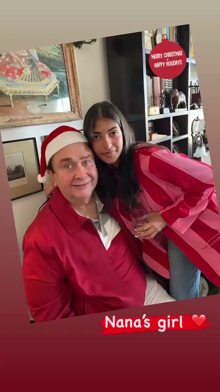 Karishma posted an adorable photo of her father Randhir Kapoor and daughter Samiera. The grandpa and granddaughter duo twinned in red.