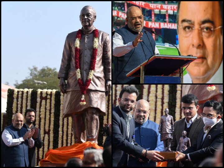 Arun Jaitley's statue unveiled 68th birth anniversary Sourav Ganguly may meet Amit Shah Delhi today Feroz Shah Kotla ground Amit Shah Unveils Late Arun Jaitley's Statue At Feroz Shah Kotla Amid Strong Opposition From Bishan Singh Bedi