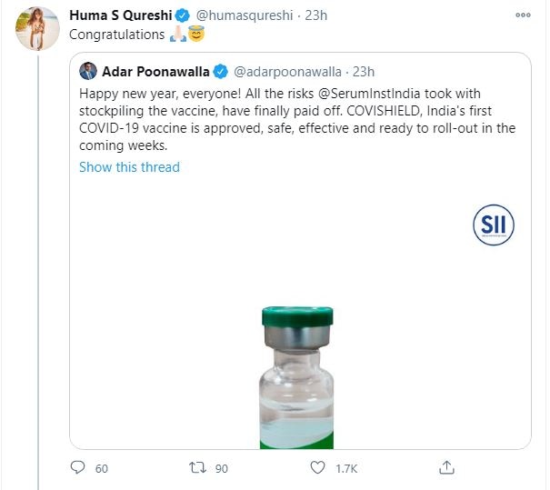 COVISHIELD Get Government's Nod As India's First COVID-19 Vaccine: Here's How Celebs Reacted