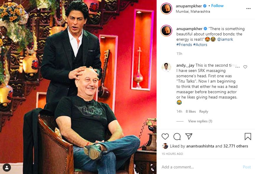 Anupam Kher Cherishes Friendship Bond With SRK With This Quirky PHOTO!