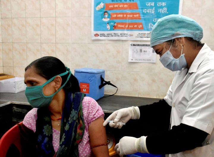  The mock drills being conducted are aimed at familiarising district and block-level officials with the process of Covid-19 roll-out and vaccination.
A health worker takes part in in the dry run vaccination drive at Sadar Hospital in Ranchi. (Image: PTI)