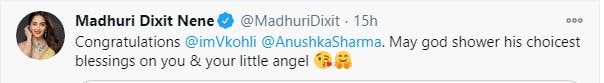 BEST NEWS!': Madhuri Dixit, Priyanka Chopra And Others Congratulate Virat-Anushka On Welcoming Baby Girl