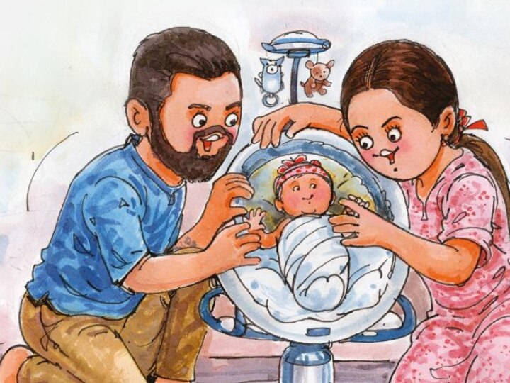Virat Anushka Welcome Baby Girl Amul Topical shares Anushka and Virat blessed baby girl Amul Welcomes Virushka's Baby Girl With Cute Doodle; Fans Are 'Bowled Over By This Delivery'