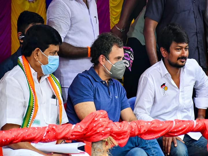 Madurai: Wayanad MP Rahul Gandhi watches 'Jallikattu' event at Avaniyapuram in Madurai, Thursday, Jan. 14. 2021. (PTI Photo) 