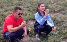 IN PICS: पंजाब के खेतों में टमाटर खाते और गन्‍ना चूसते नजर आए सलमान-अनुष्का!