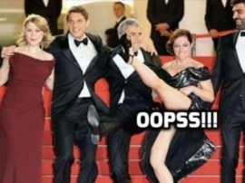 Laure Calamy flashes a little too much on the Cannes red carpet