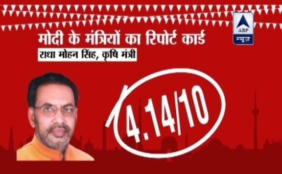 मोदी सरकार में राधामोहन सिंह कृषि मंत्री हैं और इऩ पर हमारे कृषि प्रधान देश के किसानों के हालात को बेहतर बनाने की बड़ी महत्वपूर्ण ज़िम्मेदारी है. राधामोहन सिंह इसमें कितने कामयाब हुए हैं. इस पर हमने देश के 50 बड़े पत्रकारों से नंबर देने को कहा. 50 पत्रकारों के इस पैनल ने राधामोहन सिंह को 4.14 नंबर दिए हैं. इसमें सबसे ज्यादा पत्रकार धीरेंद्र कुमार ने 8 नंबर और सबसे कम पत्रकार कंचन गुप्ता ने 1 नंबर दिए हैं.