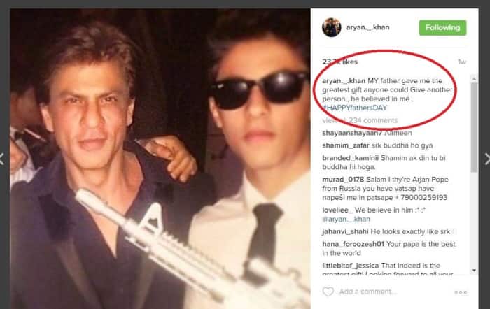 आर्यन ने फोटो के कैप्शन में लिखा ' मेरे पिता ने मुझे यह ग्रेटेस्ट गिफ्ट दिया है वो चाहते तो ये गिफ्ट किसी और को भी दे सकते थे लेकिन उन्होंने ये गिफ्ट मुझे दिया क्योंकि वो मुझ पर विश्वास करते हैं. हैपी फादर्स डे'