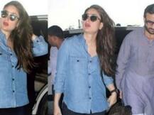 IN PICS: एयरपोर्ट पर सैफ के साथ नज़र आईं करीना, दिखा बेबी बंप