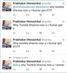 अक्षय का सरनेम नहीं अपनाने का सावल करने वाले ट्रॉल को ट्विंकल का करारा जवाब!