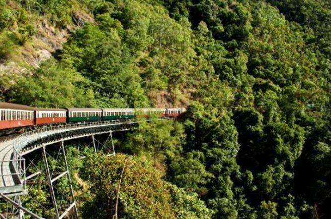  ऑस्ट्रेलिया का कुरैंडा सीनिक रेल रोड भी अपने अनूठेपन के लिए बखूबी जाना जाता है. ये रेल मार्ग कई खाइयों और झरनों से होकर गुजरता है.