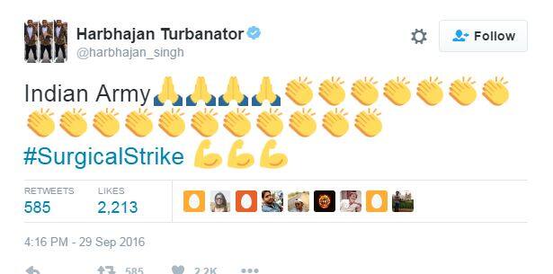 हरभजन सिंह ने भी सेना की इस सफलता के लिए अपनी खुशी जाहिर की.