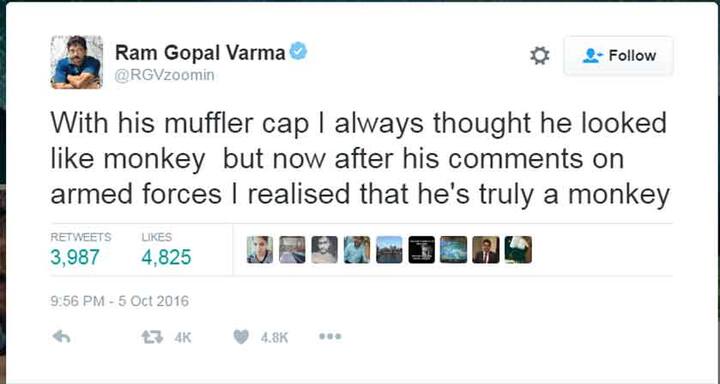 वर्मा ने केजरीवाल का मजाक उड़ते हुए एक ट्वीट में लिखा- मफलर और टोपी में मुझे केजरीवाल हमेशा ही बंदर जैसे लगते थे, लेकिन जिस तरह का सवाल उन्होंने सेना पर उठाया है उससे साबित होता है कि वो सच में एक बंदर हैं.