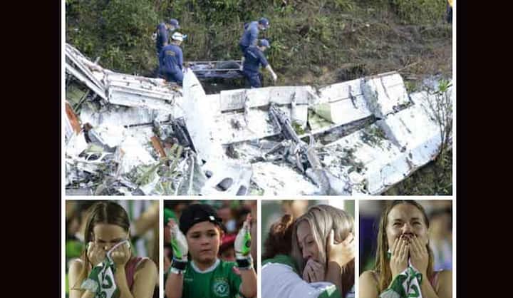 बीते मंगलवार को ब्राजील की एक फर्स्ट डिवीजन फुटबाल टीम समेत 81 लोगों को लेकर मेडलिन अंतरराष्ट्रीय हवाई अड्डे जा रहा एक चार्टर्ड विमान दुर्घटनाग्रस्त हो गया. उसकी ये ताज़ा तस्वीरें सामने आई हैं.