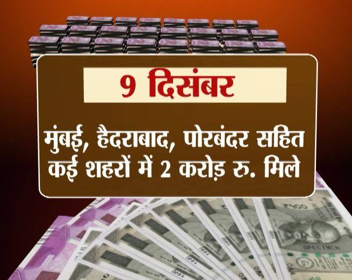 9 दिसंबर को मुंबई, हैदराबाद, पोरबंदर सहित कई शहरों से 2 करोड़ मिले.