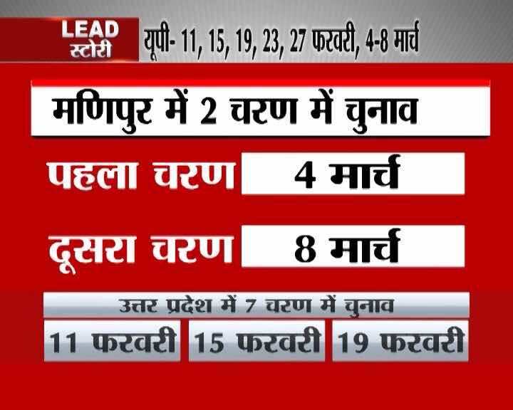 इस साल मणिपुर में होने वाले विधानसभा चुनावों की तारीख का एलान हो गया है. चुनाव आयोग ने प्रेस कॉन्फ्रेंस कर इसकी जानकारी दी है. मणिपुर में 60 विधानसभा सीटों पर दो चरणों में चुनाव होंगे. पहले चरण की 38 सीटों पर चार मार्च को और दूसरे चरण में 22 सीटों पर 8 मार्च को वोटिंग होगी. वहीं 11 मार्च को सभी पांचों राज्यों के चुनाव परिणाम घोषित किए जाएंगे.