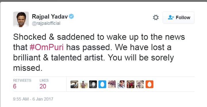 राजपाल यादव ने भी दुख जताया है.