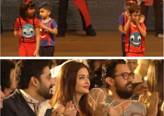Watch Aaradhya And Azad Dance Together Aishwarya Abhishek And Aamir Cheer On Watch: आमिर, ऐश्वर्या और अभिषेक, आराध्या-आजाद के ऐनुअल डे पर पहुंचे स्कूल