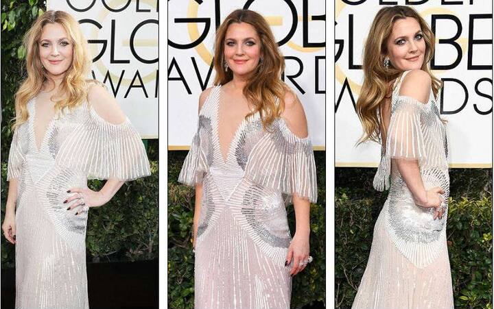 ड्रीयू बैरीमोर ने भी इस मौके के लिए मोनिक ल्युलियर की सफेद चमकीली ड्रेस चुनी थी. खास बात यह है कि यह ड्रेस डिजाइनर की ‘स्प्रिंग 2017’ संग्रह से थी.
