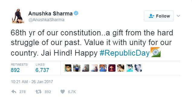 अनुष्का शर्मा : अतीत में कड़ी मेहनत का तोहफा. जय हिंद!