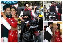 ट्रेलर लॉन्च पर दुल्हनिया आलिया के साथ वरूण धवन की बुलेट पर हुई धमाकेदार एंट्री, देखें Pics