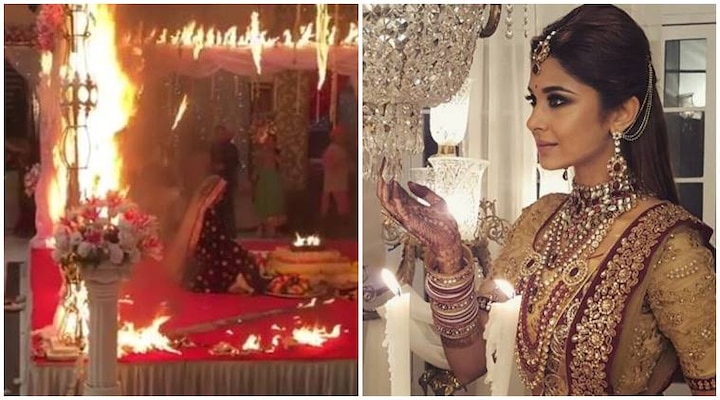 Video Beyhadhs Set Catches Fire During Arjun And Mayas Wedding Sequence Kushal Tandon Jennifer Winget Injured VIDEO: 'बेहद' सीरियल के सेट पर लगी आग, कुशाल टंडन ने फिल्मी हीरो की तरह जेनिफर विंगेट को बचाया
